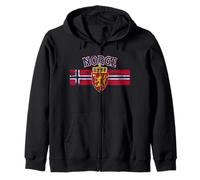 Bandiera del Leone Norge Norvegia Stampa Distressed Felpa con Cappuccio