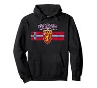 Bandiera del Leone Norge Norvegia Stampa Distressed Felpa con Cappuccio