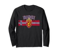 Bandiera del Leone Norge Norvegia Stampa Distressed Maglia a Manica