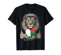 Bandiera del Madagascar con cuore e leone, radici malgascie, orgoglio malgascio Maglietta