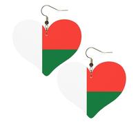 Bandiera del Madagascar Stampe Eleganti orecchini a forma di cuore leggeri accessori da donna perfetti per feste e San Valentino.
