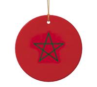Bandiera del Marocco Stampa Ceramica Pendente Rotondo Per Gli Ornamenti Da Viaggio Per La Decorazione Domestica