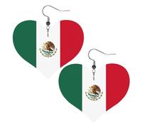 Bandiera del Messico Cuoio A Forma Di Cuore Orecchini Moda Donna Matrimonio Danze Quotidiano Accessori, Misura unica, Pelle sintetica