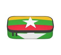 Bandiera del Myanmar Astuccio di grande capacità per cancelleria con cerniera per ragazzi ragazze studenti scuola, Nero , Taglia unica, Valigia