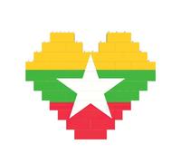 Bandiera del Myanmar Stampa Blocco di mattoni Puzzle a forma di cuore Puzzle 3D Puzzle 3D Decorazione Casa fai da te
