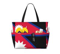 Bandiera del Nepal, borsa da viaggio multifunzionale da spiaggia, multi tasca, design alla moda, adatta per vari luoghi all'aperto
