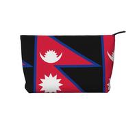 Bandiera del Nepal Chiusura a Cerniera Borsa Trucco Corduroy Organizer Multifunzionale 22x7x17cm per Viaggi Campeggio Vacanza Fitness, Nero , Taglia unica