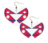 Bandiera del Nepal Stampe Eleganti orecchini a forma di cuore leggeri accessori da donna perfetti per feste e San Valentino.