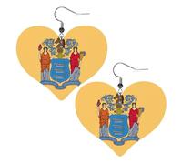 Bandiera Del New Jersey Cuoio A Forma Di Cuore Orecchini Delle Donne di Modo Danze di Nozze Accessori Per, Misura unica, Pelle sintetica