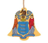 Bandiera del New Jersey in legno a forma di campana ornamenti 2 PCS adatto per appendere su pareti, porte e finestre