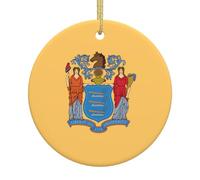 Bandiera del New Jersey Ornamenti in ceramica fantasia, ciondoli rotondi, possono essere appesi su alberi di Natale o porte e finestre.