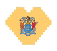 Bandiera del New Jersey Stampa Art Mattone Puzzle a forma di cuore Blocchi di costruzione fai da te Set 3D Puzzle Home Decor 53 pezzi