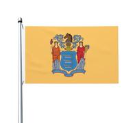 Bandiera del New Jersey Stampe Bandiera su entrambi i lati 3 x 5FT leggera e resistente al colore con asole Ideale per feste all'aperto e giardini.