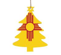 Bandiera del New Mexico in legno a forma di albero di Natale ornamenti 2 PCS adatto per appendere su pareti, porte e finestre