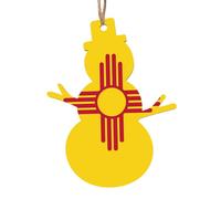 Bandiera del New Mexico in legno a forma di pupazzo di neve ornamenti 4 PCS adatto per appendere su pareti, porte e finestre