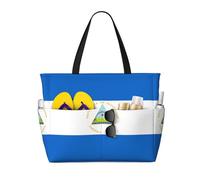 Bandiera del Nicaragua Borsa da viaggio multifunzionale da spiaggia multi tasca design alla moda adatta per vari luoghi all'aperto