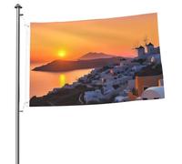 Bandiera del paesaggio dell'isola della Grecia, 0,6 x 90 cm, stampa su entrambi i lati, bandiere da giardino, bandiera da cortile per esterni, bandiere per vacanze, banner regalo con occhielli sfondo