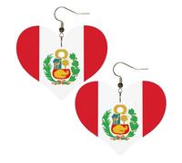 Bandiera del Perù Stampe Eleganti Orecchini a Forma di Cuore Leggero Accessori Da Donna Perfetto Per Feste E San Valentino.