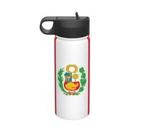 Bandiera del Perù Viaggio tempo libero bottiglia d'acqua isolata, bottiglia d'acqua in acciaio inox paglia (510,3 g), adatta per campeggio, fitness, escursioni all'aria aperta,