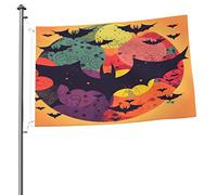 Bandiera del pipistrello di Halloween 2x3 FT a doppia faccia all'esterno, grande decorazione esterna del cantiere della bandiera della casa dello stendardo