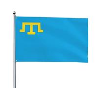 Bandiera Del Popolo Tartaro Di Crimea Durevole Bandiere Di Benvenuto Con 2 Occhielli Bandiera Da Cortile Decorazione Per Patio Interni All'Aperto 90X150Cm