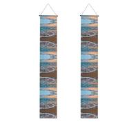 Bandiera del portico autunnale della stampa della spiaggia del tramonto,Banner in poliestere,Uso interno esterno,Facile da appendere riutilizzabile