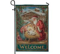 Bandiera del presepe da giardino, bandiera natalizia tradizionale di Maria Giuseppe, rossa su entrambi i lati, per esterni, patio, prato, portico, ingresso campeggio, 30,5 x 45,7 cm