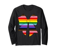 Bandiera del Progress Pride con Fiocco Arcobaleno e inclusione LGBTQ Maglia a Manica