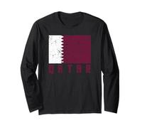 Bandiera del Qatar Distressed Patriottica Uomini Donne Bambini Qatar Maglia a Manica