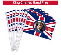 Bandiera Del Re Carlo Union Jack In PVC 30X20Cm Britannico UK Festa 10-50Pezzi