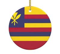 Bandiera del Regno delle Hawaii, decorazione natalizia da appendere, idea regalo Nightmare Before in ceramica rotonda in porcellana natalizia