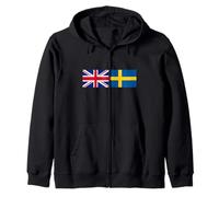 Bandiera del Regno Unito Bandiera della Svezia - Maglietta Svedese British Union Jack Felpa con Cappuccio