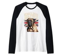 Bandiera del Regno Unito con mastino inglese - Amante dei cani britannici in difficoltà Maglia con Maniche Raglan