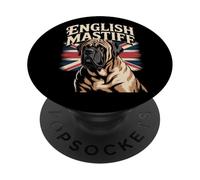 Bandiera del Regno Unito con mastino inglese - Amante dei cani britannici in difficoltà PopSockets PopGrip Adesivo