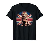 Bandiera del Regno Unito invecchiata Golden Retriever Maglietta