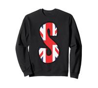 Bandiera del Regno Unito Lettera S Patch Style Graphic Initial Design Felpa