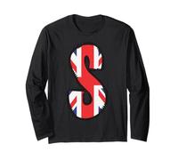 Bandiera del Regno Unito Lettera S Patch Style Graphic Initial Design Maglia a Manica