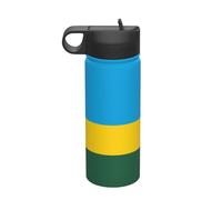 Bandiera del Ruanda Viaggio tempo libero bottiglia d'acqua isolata, bottiglia d'acqua in acciaio inox paglia (510 g), adatta per campeggio, fitness, escursioni all'aperto,