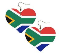 Bandiera del Sud Africa stampa orecchini eleganti a forma di cuore leggeri accessori da donna perfetti per feste e San Valentino.
