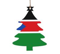 Bandiera del Sud Sudan Ornamenti in legno per albero di Natale a forma di albero di Natale, 6 pezzi, decorazioni vintage per la casa e le vacanze