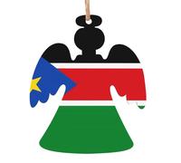 Bandiera del Sud Sudan ornamenti in legno per albero di Natale a forma di angelo 4 pezzi - decorazioni vintage pendenti per la casa vacanza