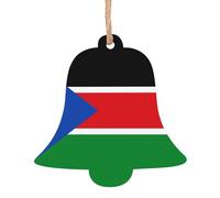 Bandiera del Sud Sudan Ornamenti in legno per albero di Natale a forma di campana, 6 pezzi, decorazioni vintage per la casa e le vacanze