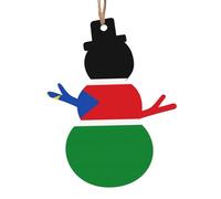 Bandiera del Sud Sudan Ornamenti in legno per albero di Natale a forma di pupazzo di neve, 6 pezzi, decorazioni vintage per la casa e le vacanze