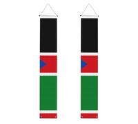 Bandiera del Sud Sudan Stampa Welcome Hanging Banner, Bandiere Verticali Partito Portico Segno, per Interni ed Esterni, 180 x 30,5 cm