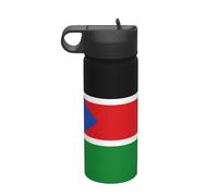 Bandiera del Sud Sudan Viaggio tempo libero bottiglia d'acqua isolata, bottiglia d'acqua in acciaio inox paglia (510,3 g), adatta per campeggio, fitness, escursioni all'aria aperta,