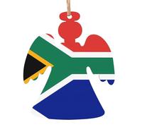 Bandiera del Sudafrica in legno a forma di angelo, set da 6 pezzi, può essere utilizzata per decorare alberi di Natale, camini, porte e finestre
