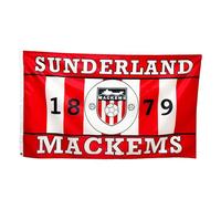 Bandiera del Sunderland Mackems, 1,5 x 0,9 m, stemma del club retrò, colori tradizionali rosso e bianco, poliestere HD