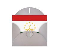 Bandiera del Tagikistan Cartolina Orizzontale Vacanze Con Busta A Forma Di Cuore Grigio E Scrivere Vari Auguri Di Vacanza