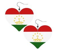 Bandiera Del Tagikistan Cuoio A Forma Di Cuore Orecchini Delle Donne di Modo Danze di Nozze Accessori Per Uso quotidiano, Misura unica, Pelle sintetica