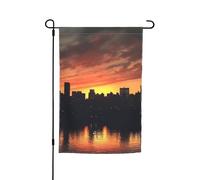 Bandiera del tramonto dello skyline della città 30,5 x 45,7 cm bandiere per esterni verticale doppia bandiera da giardino grande cartello bandiere per casa cortile esterno bandiera decorativa per